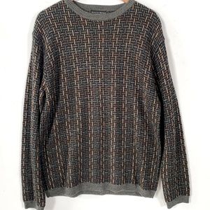 CRAZY HORSE Long sleeve Crew Neck Sweater Geometric, Size L